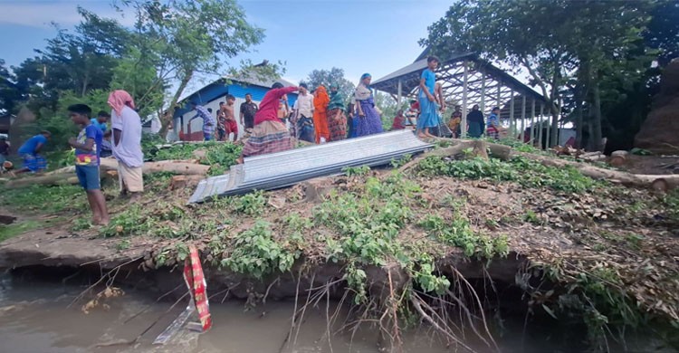 শেরপুরে ব্রহ্মপুত্র ও দশানী নদীর ভাঙনে দিশেহারা মানুষ