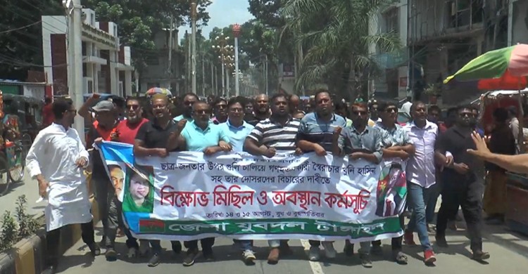 টাঙ্গাইলে শেখ হাসিনার বিচার দাবীতে বিএনপির অবস্থান কর্মসূচি পালিত