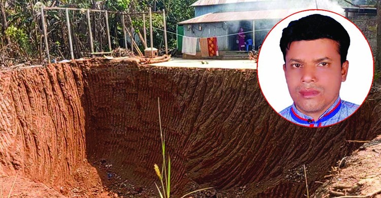 সাবেক যুবদল নেতার বাড়ির মাটি কেটে নিলেন বর্তমান যুবদল নেতা