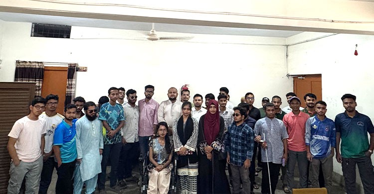 ঢাবি ছাত্রদল নেতা হামিমের উদ্যোগে ক্যাম্পাসের শারীরিক প্রতিবন্ধী শিক্ষার্থীদের সমস্যা প্রতিকারে আলোচনা সভা