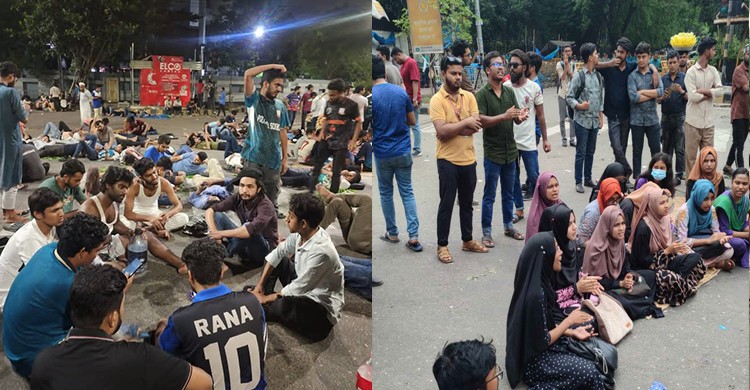 সড়কে জগন্নাথের শিক্ষার্থীরা, কাকরাইলে এখনও বন্ধ যান চলাচল