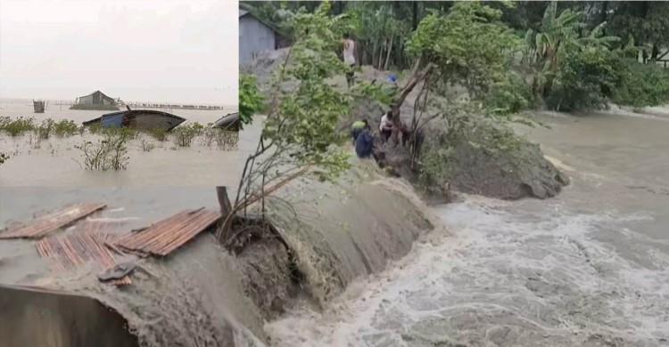 ভোলায় পানিবন্দি কয়েক হাজার মানুষ, ভেঙে গেছে জলকপাট