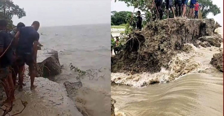 গলাচিপার পানপট্টিতে ভয়াবহ নদীভাঙন, দিশেহারা হাজারো পরিবার