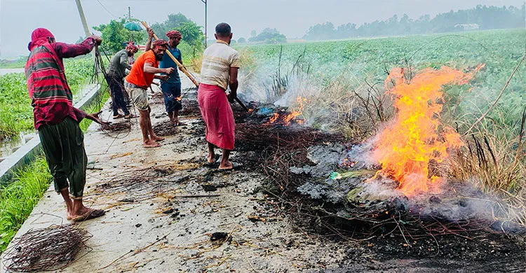 সিংড়ায় প্রশাসনের যৌথ অভিযান: ১৫০টি অবৈধ চায়না দুয়ারি জাল উদ্ধার, পুড়িয়ে ধ্বংস