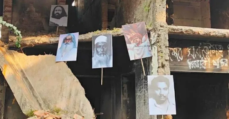 ধানমন্ডি ৩২ নম্বরে টাঙানো হলো মওলানা ভাসানীর পাশে ওসমান হাদির ছবি