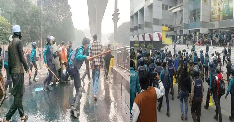 মোবাইল ব্যবসায়ীদের সঙ্গে পুলিশের সংঘর্ষ, টিয়ারশেল ও সাউন্ড গ্রেনেড নিক্ষেপ