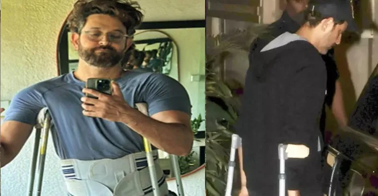 ক্রাচে ভর দিয়ে হাঁটছেন হৃতিক রোশান, উদ্বিগ্ন ভক্তরা