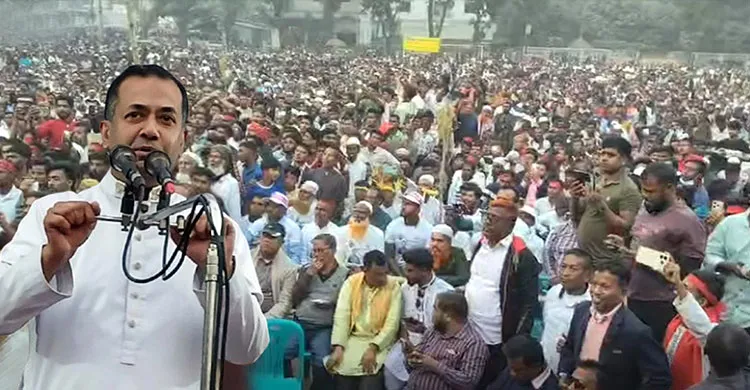 শেষ মুহূর্তে নান্দাইলে ধানের শীষের নির্বাচনী জনসভায় জনসমুদ্রে পরিণত