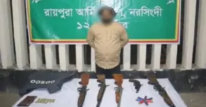 যৌথবাহিনীর অভিযানে বিপুল পরিমাণ আগ্নেয়াস্ত্র উদ্ধার, আটক ১