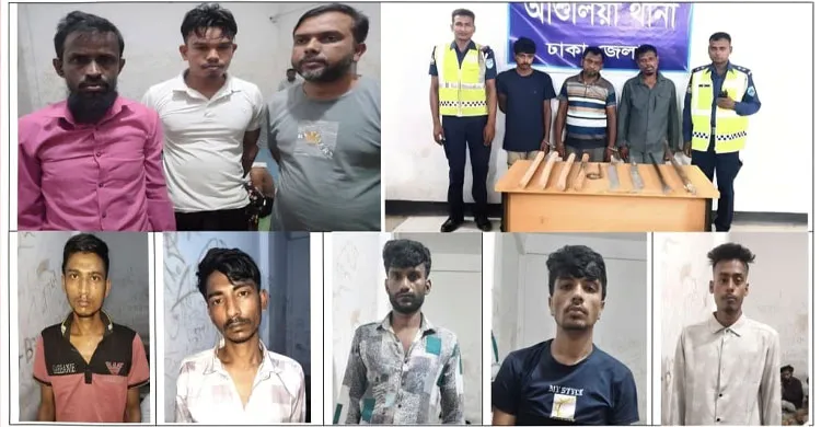 আশুলিয়ায় অটোরিকশা ছিনতাই চক্রের ৩ সদস্যসহ মাদক ও অস্ত্রসহ আটক ৮