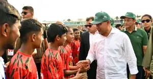 প্রাথমিক বিদ্যালয় গোল্ডকাপ ফুটবলের ফাইনালে উপস্থিত প্রধানমন্ত্রী তারেক রহমান