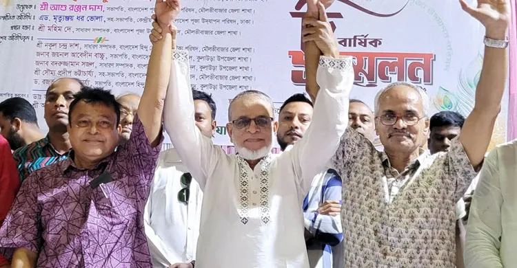 কুলাউড়ায় পূজা উদযাপন পরিষদের দ্বি-বার্ষিক সম্মেলনে সভাপতি ডা. অরুণাভ দে, সম্পাদক অজয় দাস